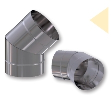 Коліно димохідне нержавійка 45° сталь: 0,8 мм - 17871